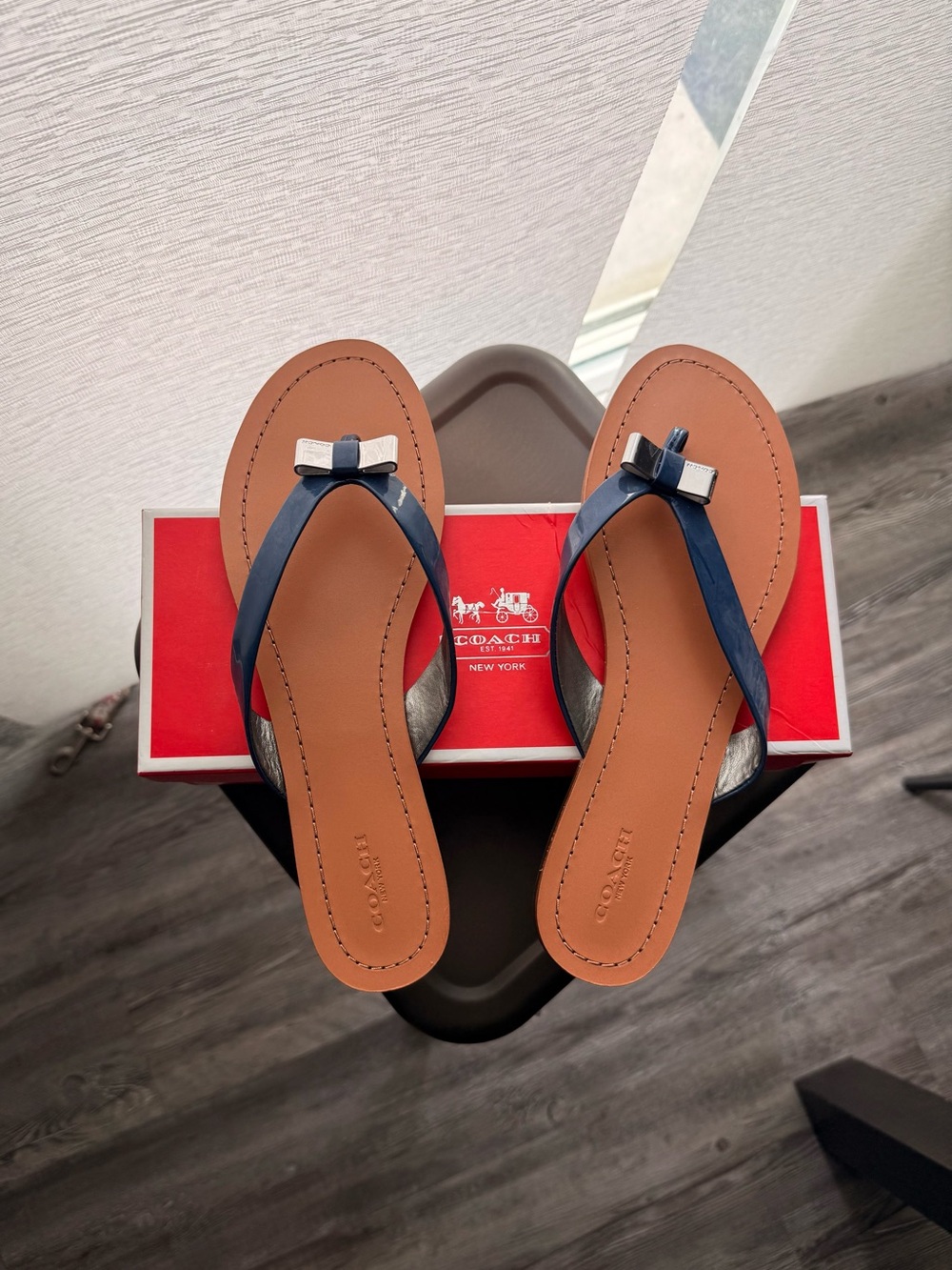 Coach Navy Bow Sandals